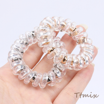 スプリングヘアゴム　12×55mm ミックス ゴールド＆シルバー（4ヶ）