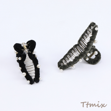 アクリルバンスクリップ ヘアアクセサリー パール付き 5×11cm（1ヶ）