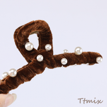 アクリルバンスクリップ ヘアアクセサリー パール付き 5×11cm（1ヶ）