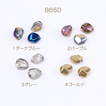 ガラスビーズ 不規則カット 12×16mm メッキ ＡＢカラー（10ヶ）