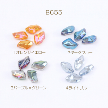 ガラスビーズ 不規則型 14×23mm メッキ ＡＢカラー（10ヶ）
