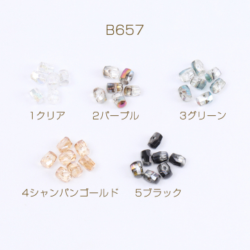 ガラスビーズ 円柱型カット 横穴 3×5mm メッキ ＡＢカラー（20ヶ）