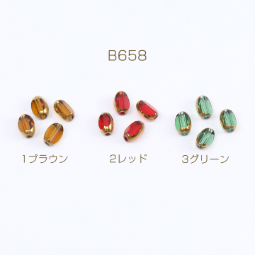 ガラスビーズ オーバルカット 4×6mm メッキ（10ヶ）