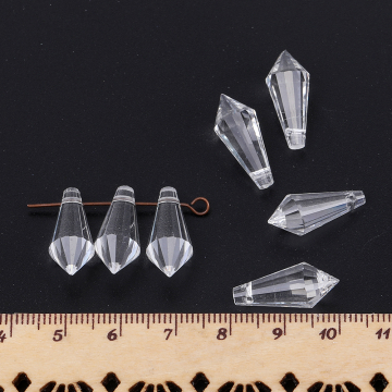 ガラスチャーム しずく型カット 横穴 8×20mm クリア（20ヶ）