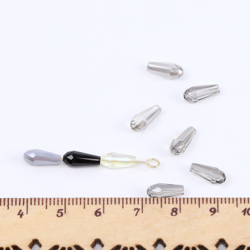 ガラスビーズ しずく型カット 4×10mm メッキ（30ヶ）