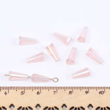 ガラスビーズ ホーン型 5×11mm メッキ ピンクＡＢカラー（10ヶ）