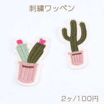 刺繍ワッペン サボテン 全2種 各1個（2ヶ）