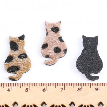 猫チャーム PUレザーチャーム 1穴 15×30mm（10ヶ）