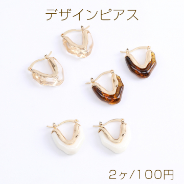 デザインピアス 樹脂付きピアス 三角形 20×25mm ゴールド（2ヶ）