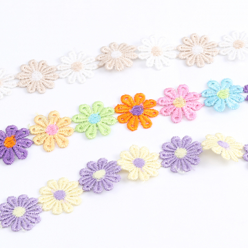 フラワー刺繍リボンテープ 花 服飾資材 ラッピングリボン 25mm 1m(約38ヶ)