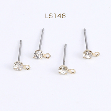 ストーンピアス ラウンドカット 3mm カン付き ゴールド（10ヶ）