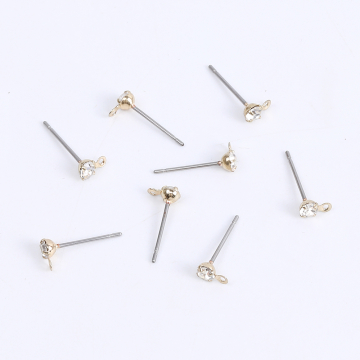 ストーンピアス ラウンドカット 3mm カン付き ゴールド（10ヶ）