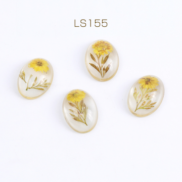 貼付けパーツ 樹脂貼付けパーツ 樹脂カボション オーバル 17×25mm ドライフラワー入り クリア（4ヶ）