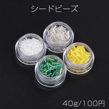 シードビーズ 竹ビーズ 2×6mm＆2×4mm ケースなし ミックスカラー 4色セット 各10g（40g）