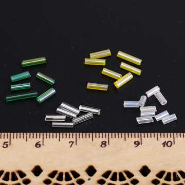 シードビーズ 竹ビーズ 2×6mm＆2×4mm ケースなし ミックスカラー 4色セット 各10g（40g）