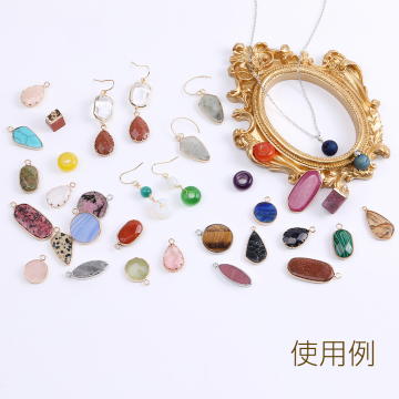 天然石チャーム アゲート 10mm バチカン付き ロジウム（1ヶ）