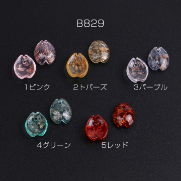 瑠璃チャーム 金箔入り 花びら 1穴 13×15mm（2ヶ）