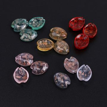 瑠璃チャーム 金箔入り 花びら 1穴 13×15mm（2ヶ）