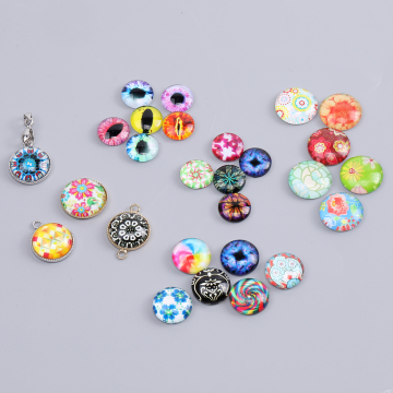 貼付けパーツ 樹脂貼付けパーツ 樹脂カボション フラワー柄 半円 12mm ミックスカラー（4ヶ）