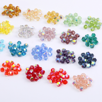 ガラスビーズ ガラスクリアビーズ ソロバンカット 4mm ＡＢカラー No.1-15（50ヶ）