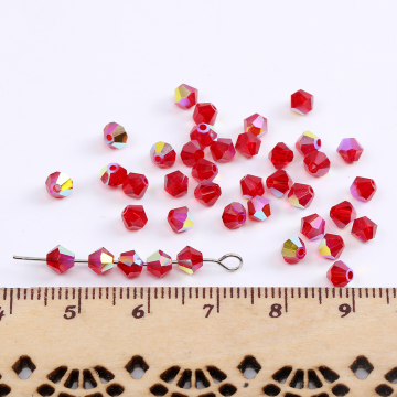 ガラスビーズ ガラスクリアビーズ ソロバンカット 4mm ＡＢカラー No.16-27（50ヶ）