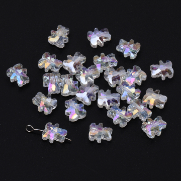 メッキガラスビーズ クマカット 8×10mm