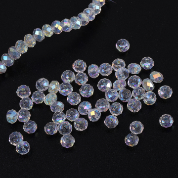 メッキガラスビーズ ボタンカット クリアＡＢカラー 3×4mm（30ヶ）