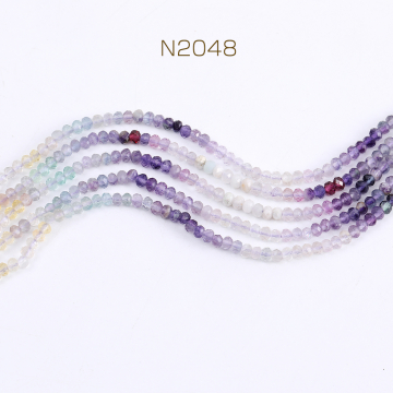 天然石ビーズ フローライト ボタンカット 2×3mm 1連(約170ヶ)
