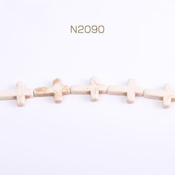天然石ビーズ ハウライト クロス 17×24mm（1連）
