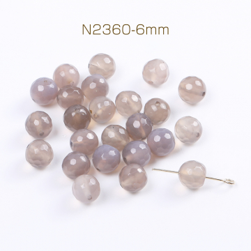 天然石ビーズ グレーアゲート ラウンドカット 6mm（20ヶ）