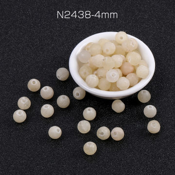 天然石ビーズ フロスト加工 イェロートパーズ 丸玉 4mm（30ヶ）