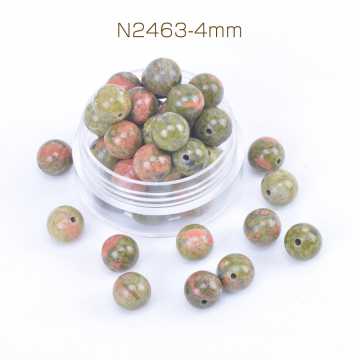 天然石ビーズ ユナカイト 丸玉 4mm（30ヶ）