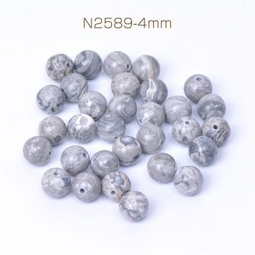 天然石ビーズ ピカソジャスパーグレー 丸玉 4mm（40ヶ）