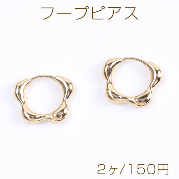 フープピアス フラワー 15×18mm ゴールド（2ヶ）