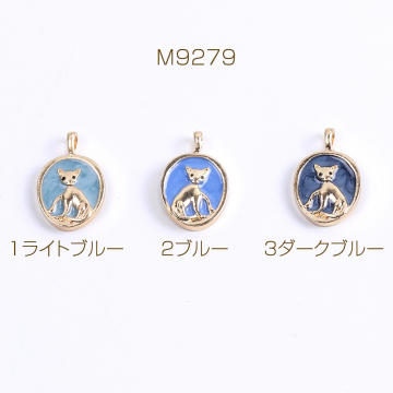 エポチャーム オーバル 猫 カン付き 12×19mm ゴールド（6ヶ）
