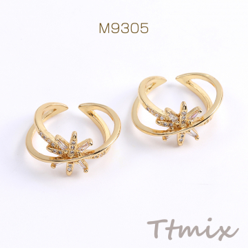 高品質デザインリング 指輪 ジルコニアリング 幅約12mm ゴールド（1ヶ）