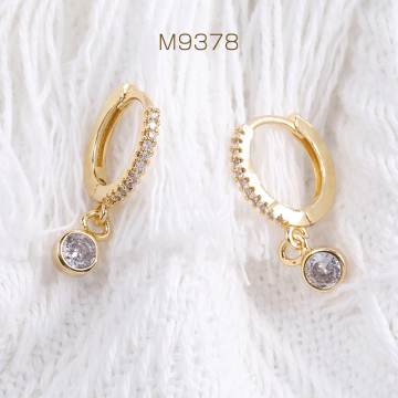 高品質フープピアス ジルコニアフープピアス ラウンド 14×22mm ゴールド（1ペア）