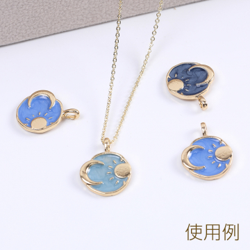 エポチャーム ラウンド 月と太陽 15×19mm ゴールド（6ヶ）