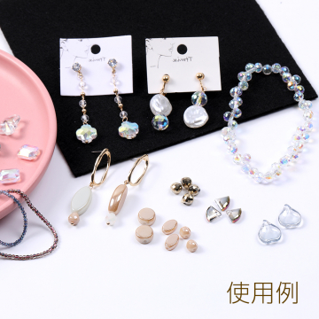 メッキガラスビーズ クローバーカット 8mm クリアグレー（10ヶ）