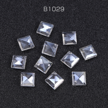 メッキガラスチャーム ひし形カット 1穴 11×11mm クリアＡＢカラー（10ヶ）