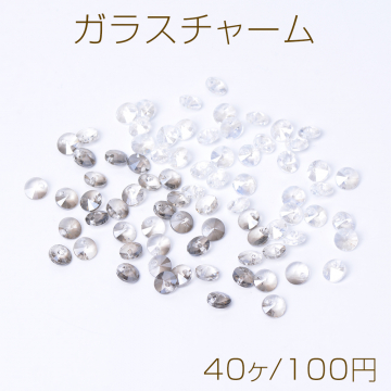 メッキガラスチャーム ラウンド Vカット 1穴 6mm（40ヶ）