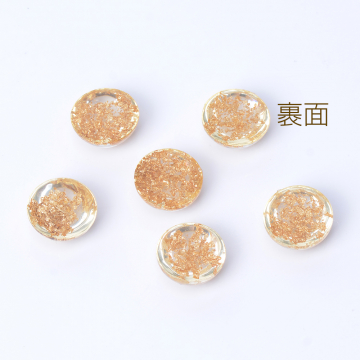 貼付けパーツ 樹脂貼付けパーツ 樹脂カボション 金箔入り半円 12mm（10ヶ）