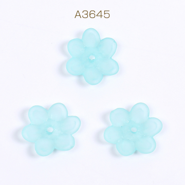 アクリルパーツ フラワー 六弁花 穴あり 14mm グリーン（10ヶ）