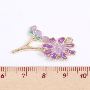 エポチャーム フラワー 菊 21×31mm ゴールド（6ヶ）