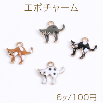 エポチャーム 猫 11×12mm ゴールド（6ヶ）