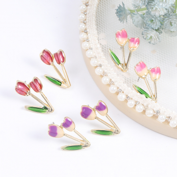 デザインピアス エポ付きチューリップピアス デザインチタンピアス 15×23mm ゴールド（4ヶ）