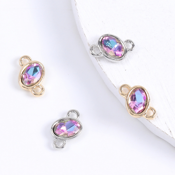 ガラスストーンチャーム ガラスストーンコネクターチャーム オーバル 2カン付き 8×11mm（4ヶ）