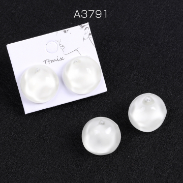 樹脂ピアス ラウンドカット 19mm ホワイト（2ヶ）