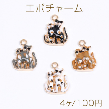 エポチャーム 猫 13×18mm ゴールド（4ヶ）