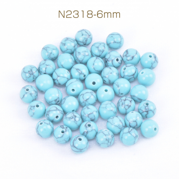 天然石ビーズ ハウライトターコイズ 丸玉 6mm（1連）